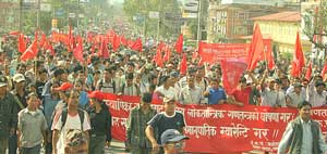 Manifestação em Katmandu