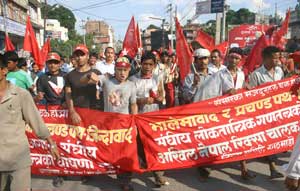 Manifestação em Katmandu