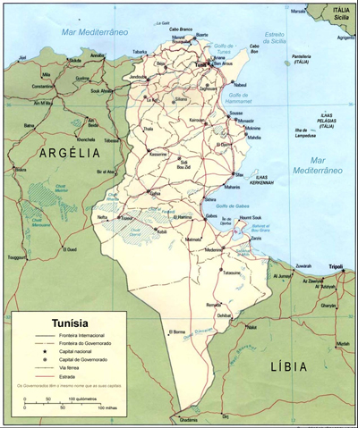 Mapa da Tunísia