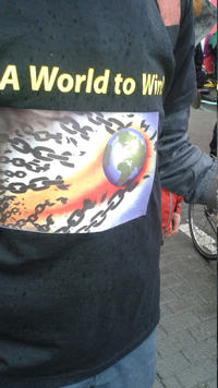 A t-shirt “A World to Win”